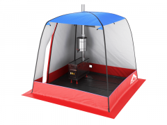 Мобильная баня-палатка МОРЖ c 2-мя окнами сине-красный