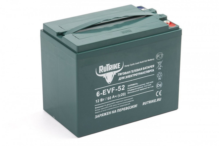 Тяговый гелевый аккумулятор RuTrike 6-EVF-52A (12V52A/H C3) в Ростове