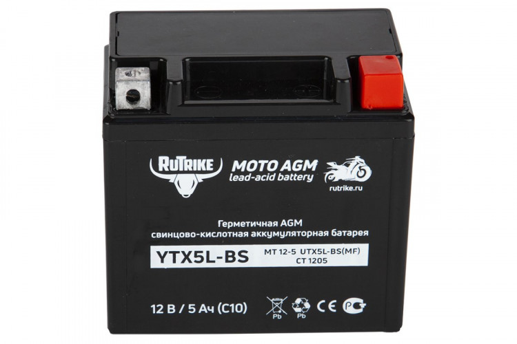 Аккумулятор стартерный для мототехники Rutrike YTX5L-BS (12V/5Ah) в Ростове