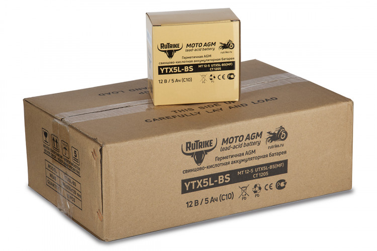 Аккумулятор стартерный для мототехники Rutrike YTX5L-BS (12V/5Ah) в Ростове