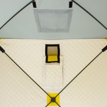 Палатка для рыбалки Helios утепл.Куб 1,5х1,5 желтый/серый в Ростове