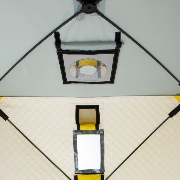 Палатка для рыбалки Helios утепл.Куб 1,5х1,5 желтый/серый в Ростове