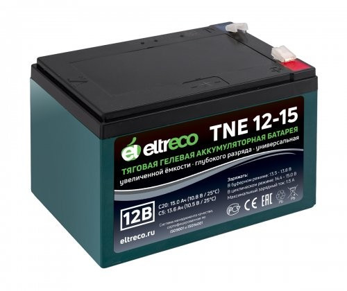 Тяговый аккумулятор Eltreco TNE12-15 (12V12A/H C3) нож в Ростове