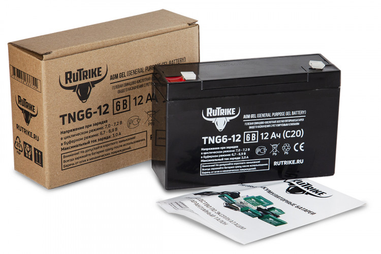 Тяговый гелевый аккумулятор RuTrike TNG 6-12 (6V12A/H C20) в Ростове